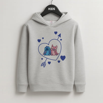 Arrow Heart - Pink Alien Kids Grey Hoodie