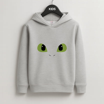 Black Fury Dragon Face Kids Grey Hoodie