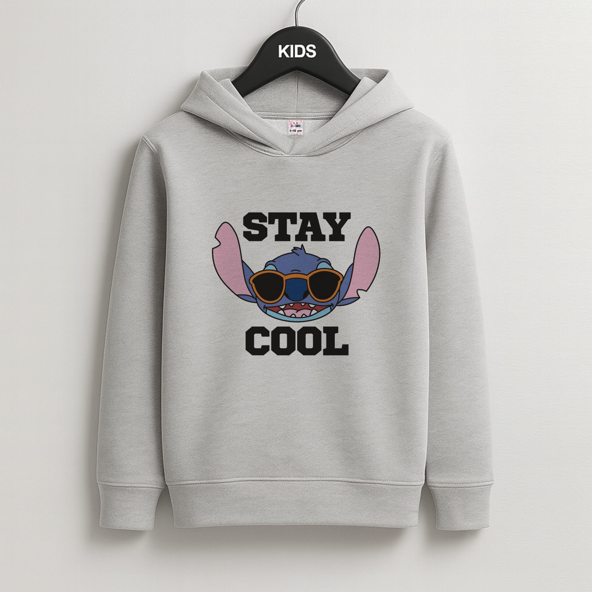 Stay Cool Blue Alien Kids Grey Hoodie