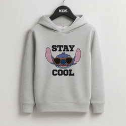 Stay Cool Blue Alien Kids Grey Hoodie