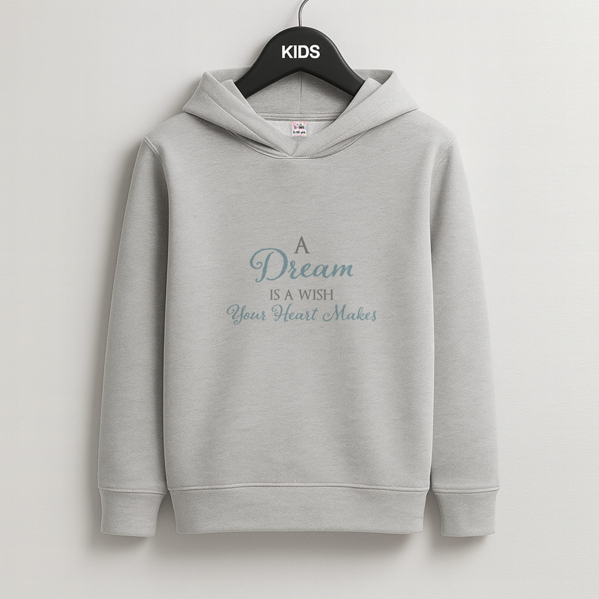 A Dream Is A Wish Your Heart Makes Kids Grey Hoodie