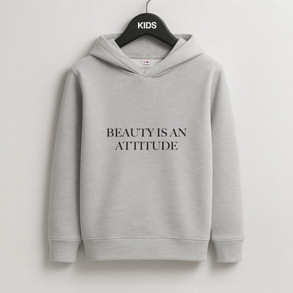 Beauty Is An Attitude - Clean Girl Aesthetic Kids Grey Hoodie
