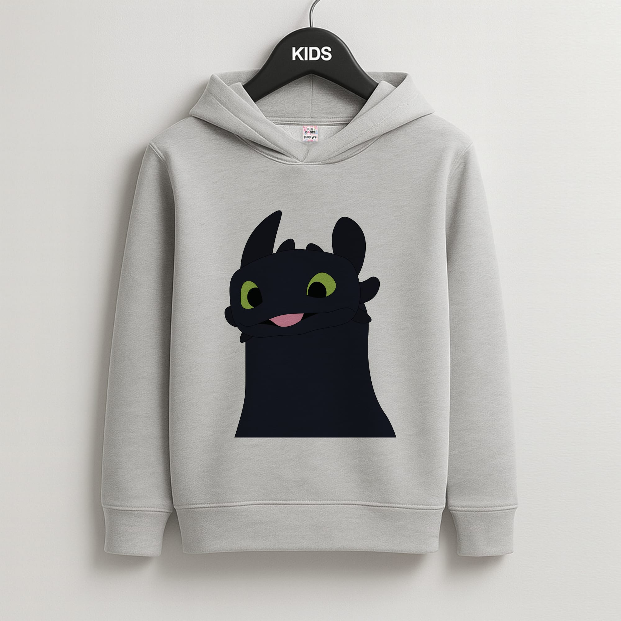 Black Fury Dragon Kids Grey Hoodie