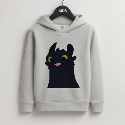 Black Fury Dragon Kids Grey Hoodie