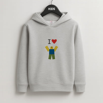 I love Blox Gaming Kids Grey Hoodie