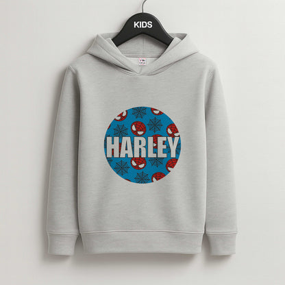 Spiderman And Webs - Personalised Superhero Comic Kids Grey Hoodie