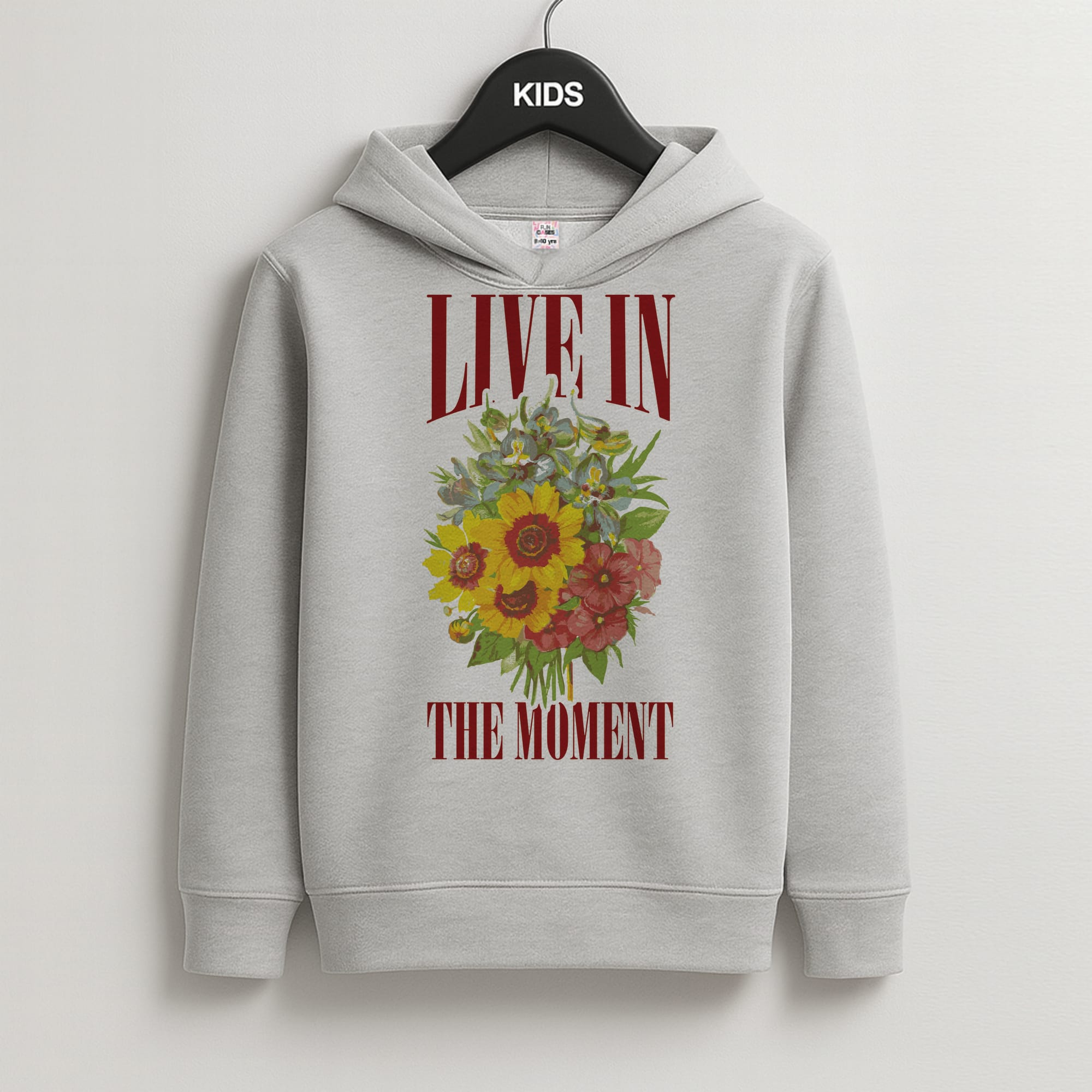 Live In The Moment  Kids Grey Hoodie