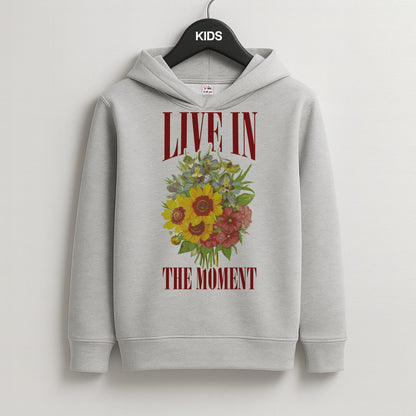 Live In The Moment  Kids Grey Hoodie