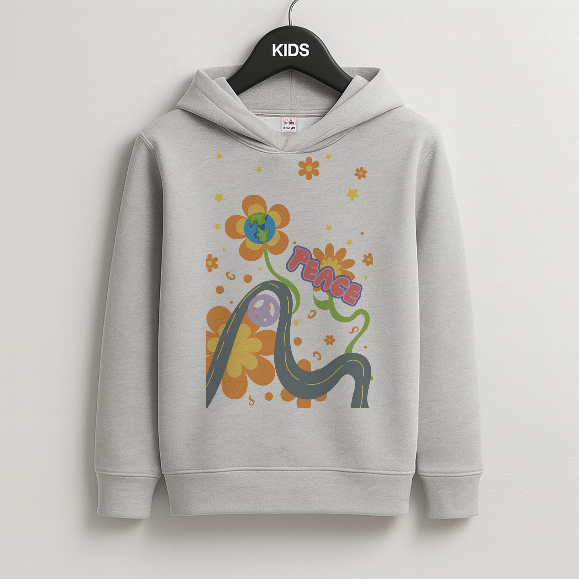 Peace - Cars Kids Grey Hoodie