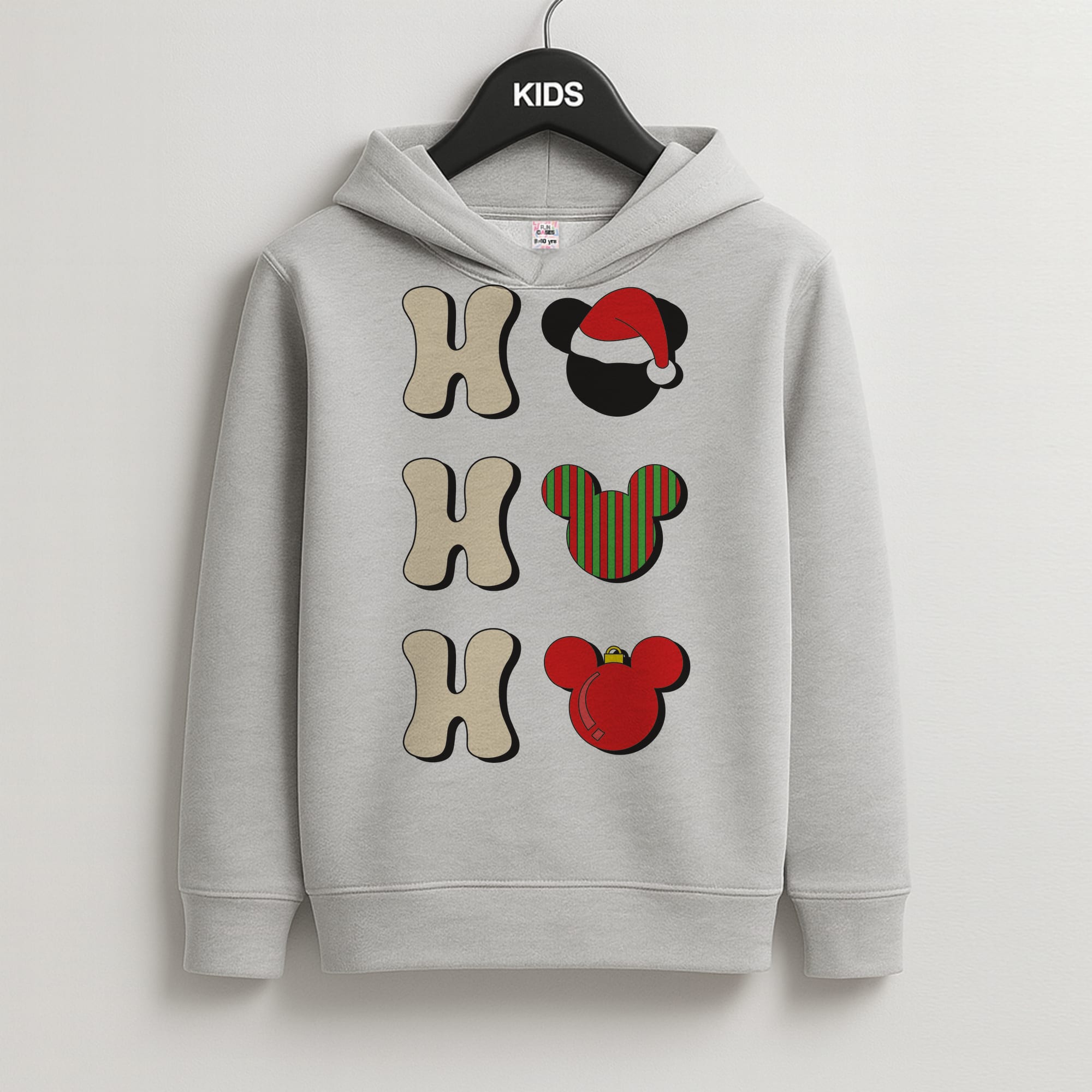 Ho Ho Ho Mickey Kids Grey Hoodie
