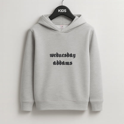 Wednesday Typogrophy Kids Grey Hoodie