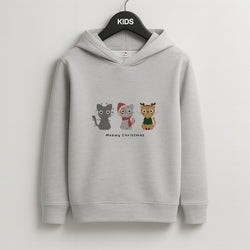 Meowy Christmas  Kids Grey Hoodie