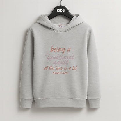 Being A Functional Adult - Aesthetic Quote Kids Grey Hoodie