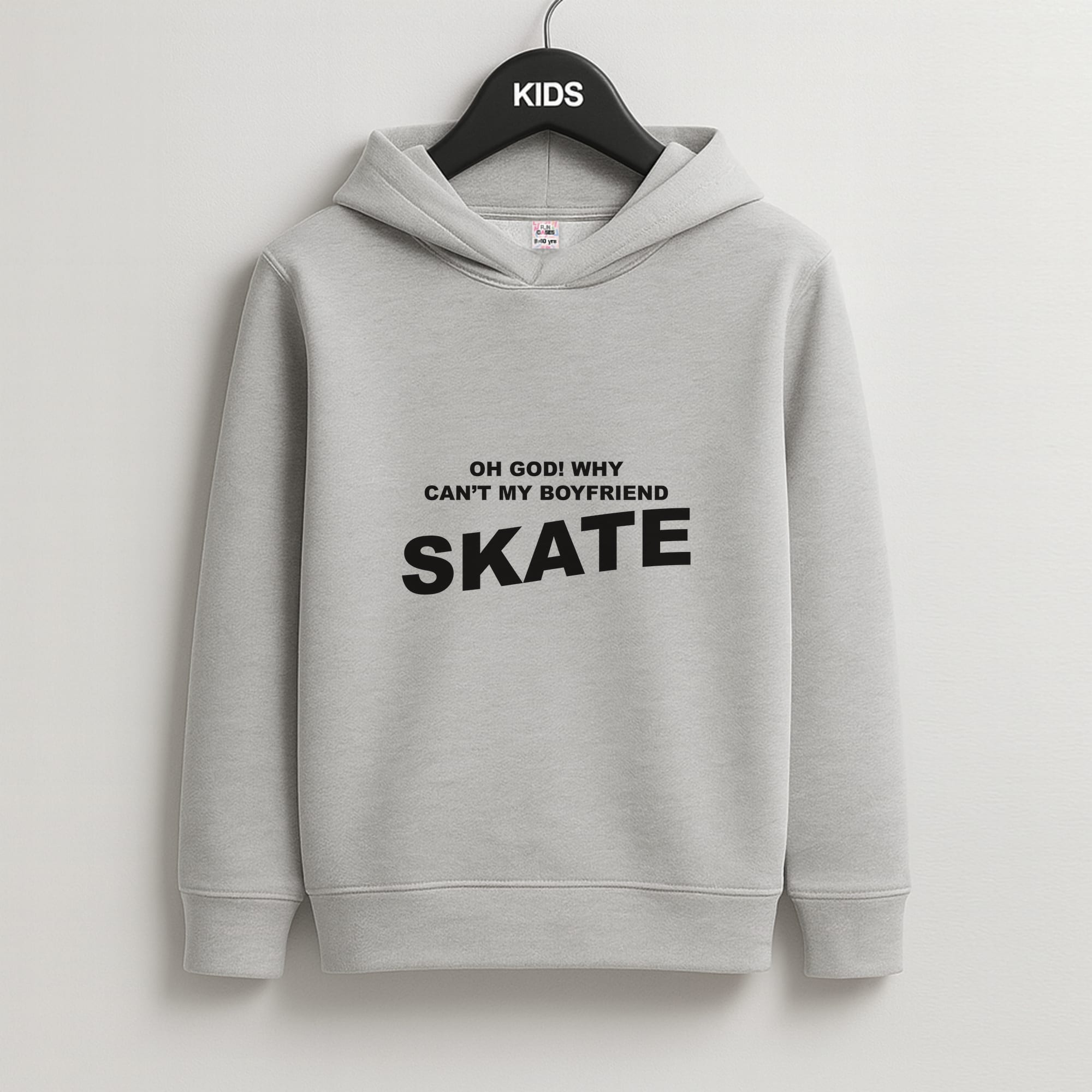 Why Can't My Boyfriend Skate? - Skate Aesthetic  Kids Grey Hoodie