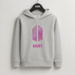 BTS Army Pink - K Pop Kids Grey Hoodie