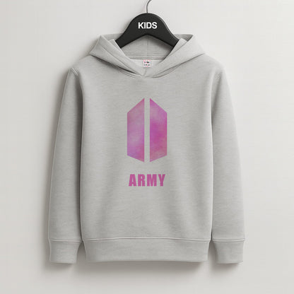 BTS Army Pink - K Pop Kids Grey Hoodie
