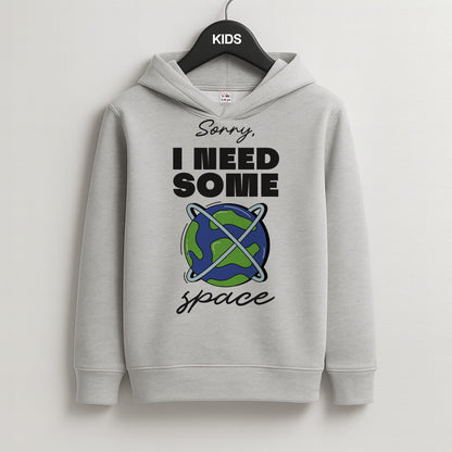 Cartoon I Need Some Space Kids Grey Hoodie