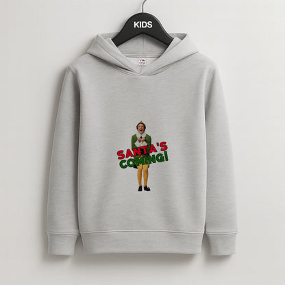 Buddy The Elf - Santa's Coming! Kids Grey Hoodie