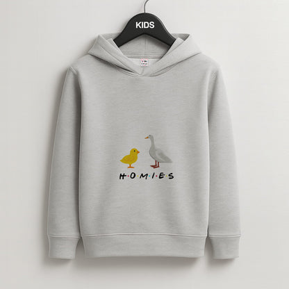 Homies Chick And Duck Kids Grey Hoodie