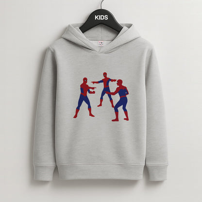 Spider Hero Pointing Meme Kids Grey Hoodie