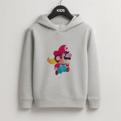 Running Mario - Mario Kids Grey Hoodie