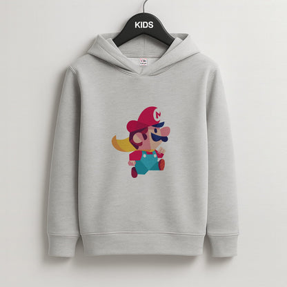 Running Mario - Mario Kids Grey Hoodie