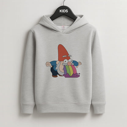 Garden Gnome Rainbow Kids Grey Hoodie