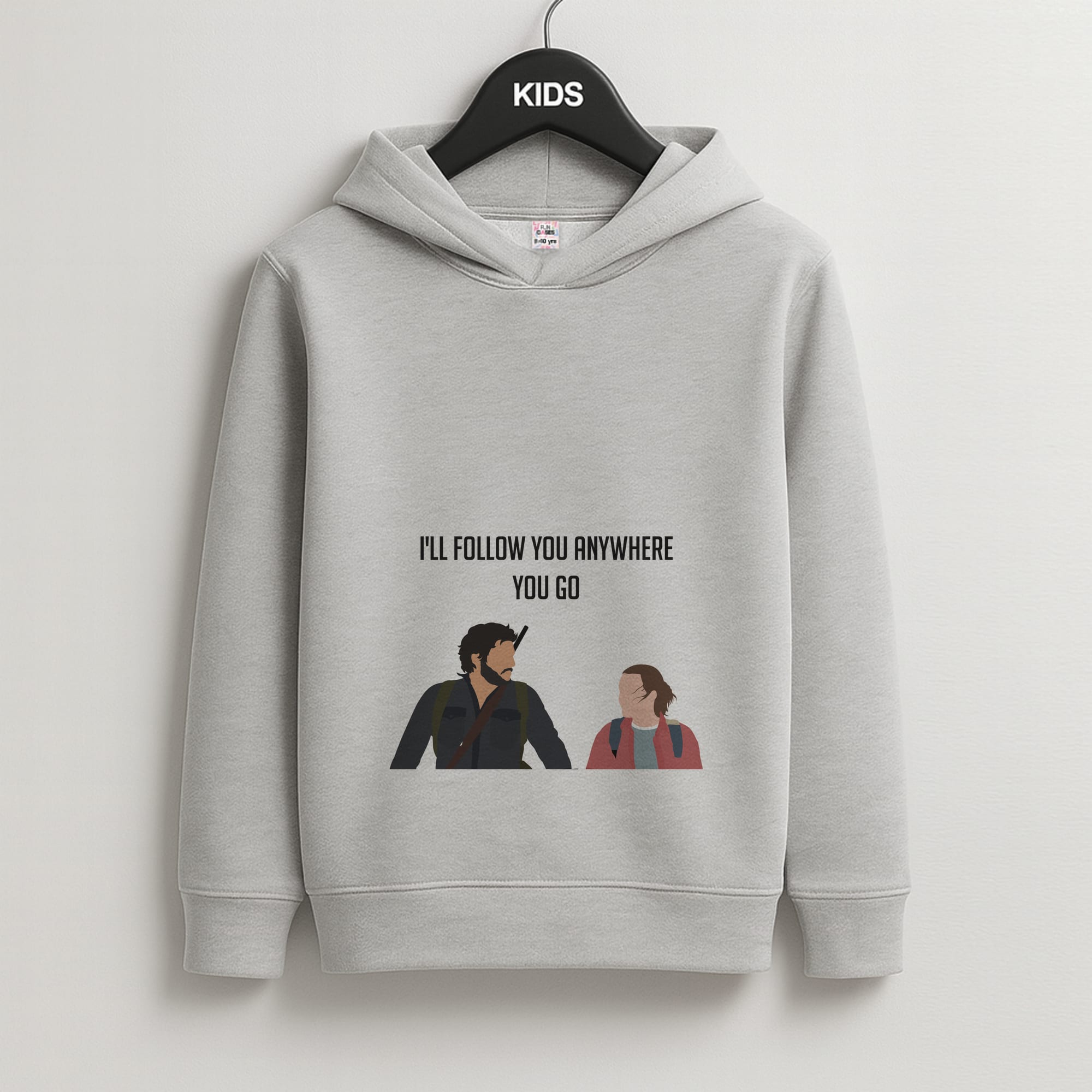 I'll Follow You Anywhere Ellie And Joel Kids Grey Hoodie
