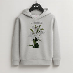 La Vie Est Belle - Clean Girl Aesthetic Kids Grey Hoodie