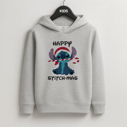 Happy Blue Alienmas - Christmas Kids Grey Hoodie