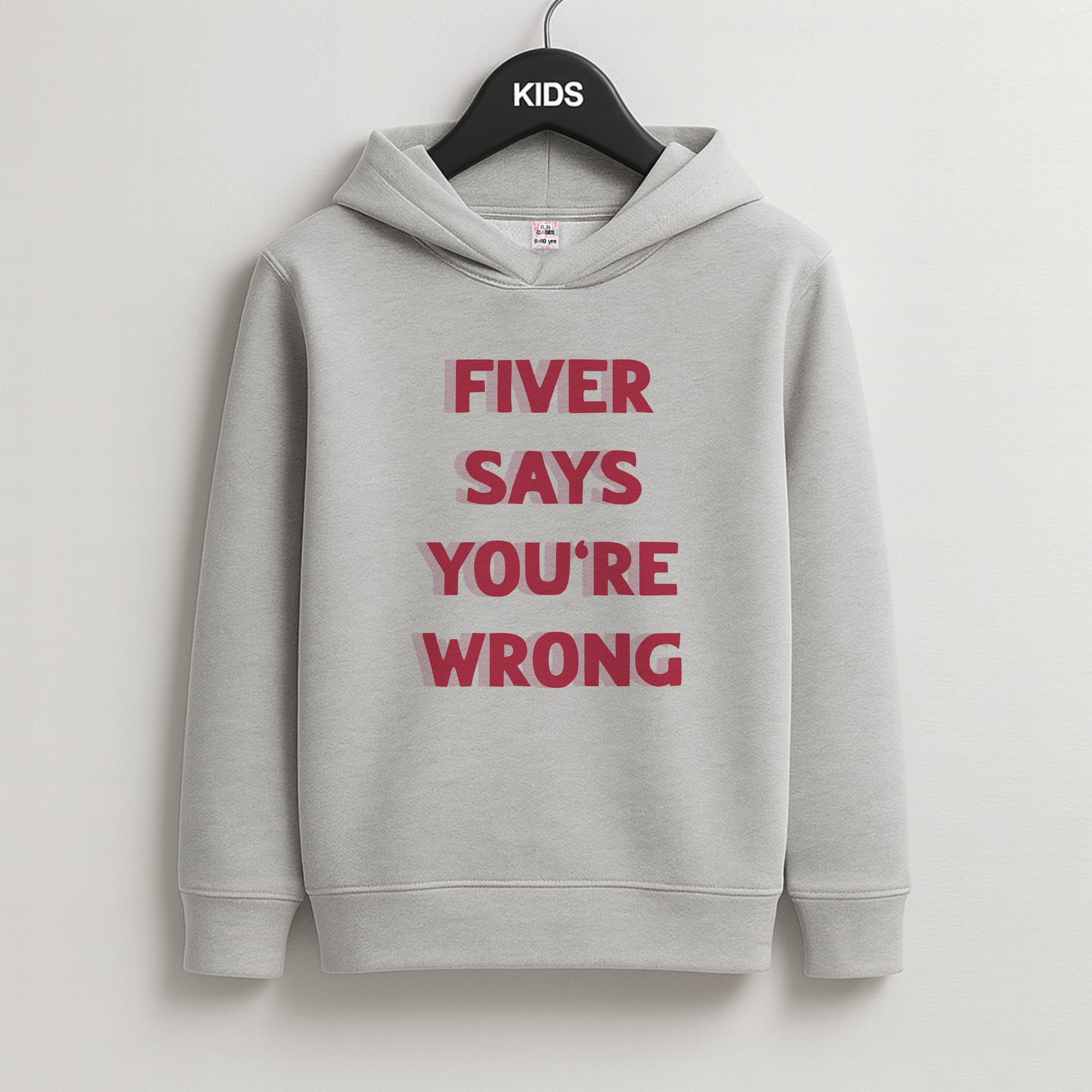 Fiver Says You're Wrong Kids Grey Hoodie