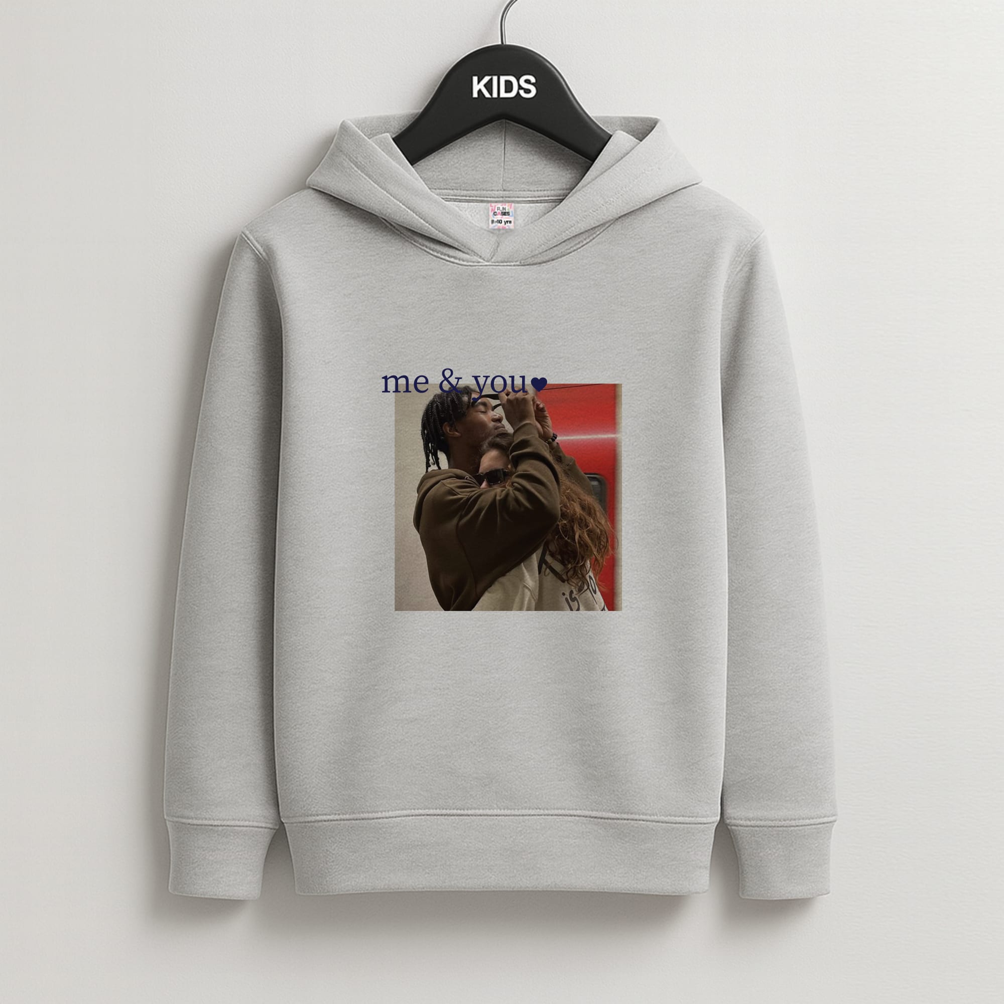 Me And You - Personalised Couples Kids Grey Hoodie
