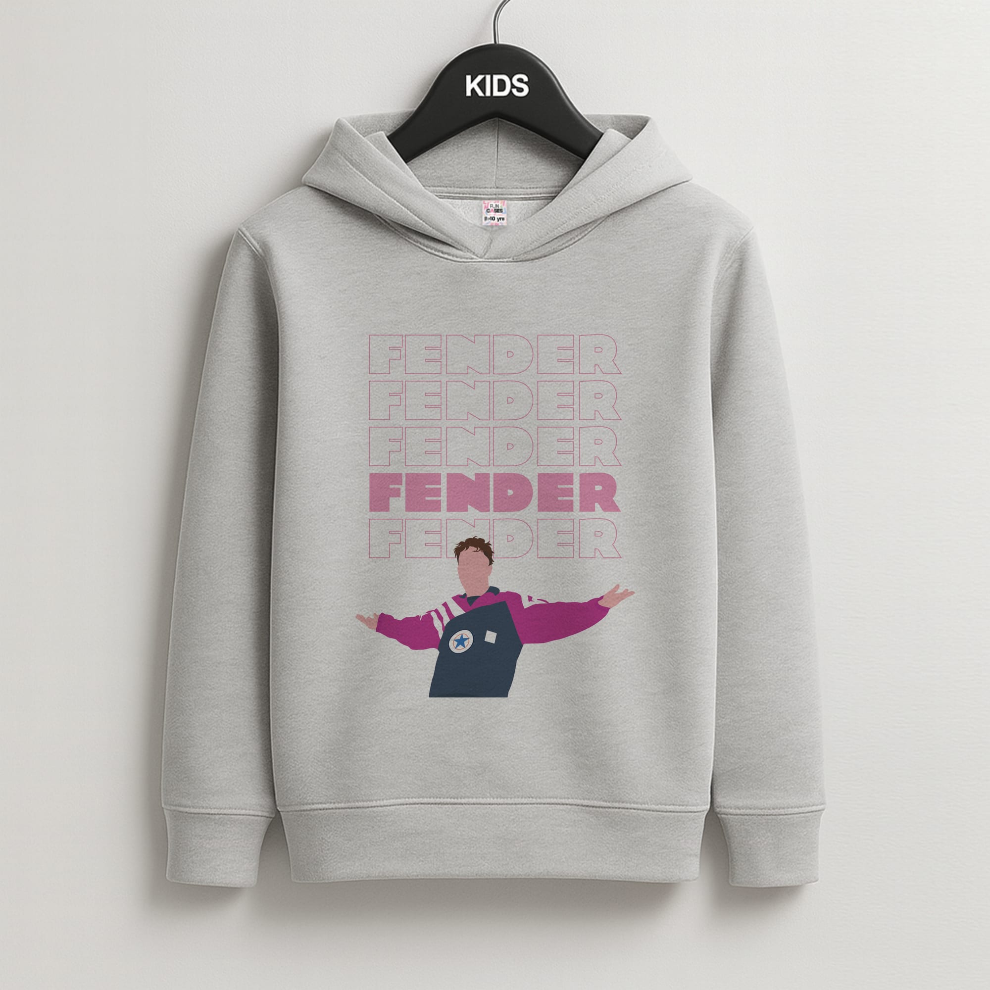 Fender Pink Sports Jersey Kids Grey Hoodie