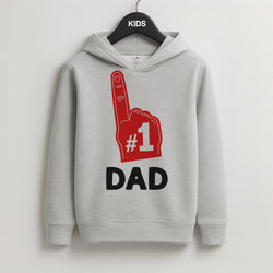 #1 Dad Foam Finger Kids Grey Hoodie