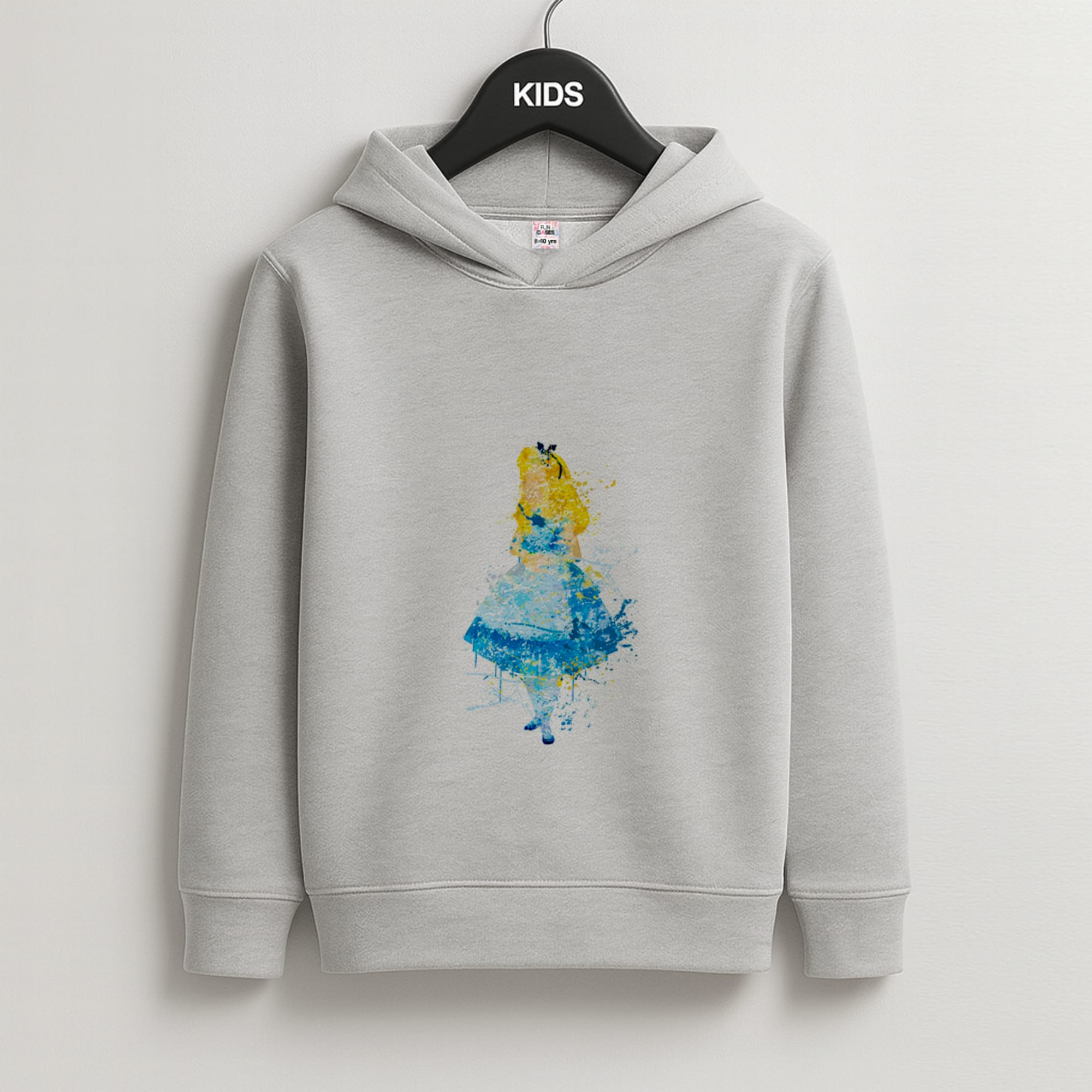 Watercolour Alice in Wonderland Fairytale Kids Grey Hoodie