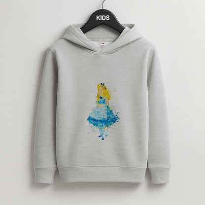 Watercolour Alice in Wonderland Fairytale Kids Grey Hoodie