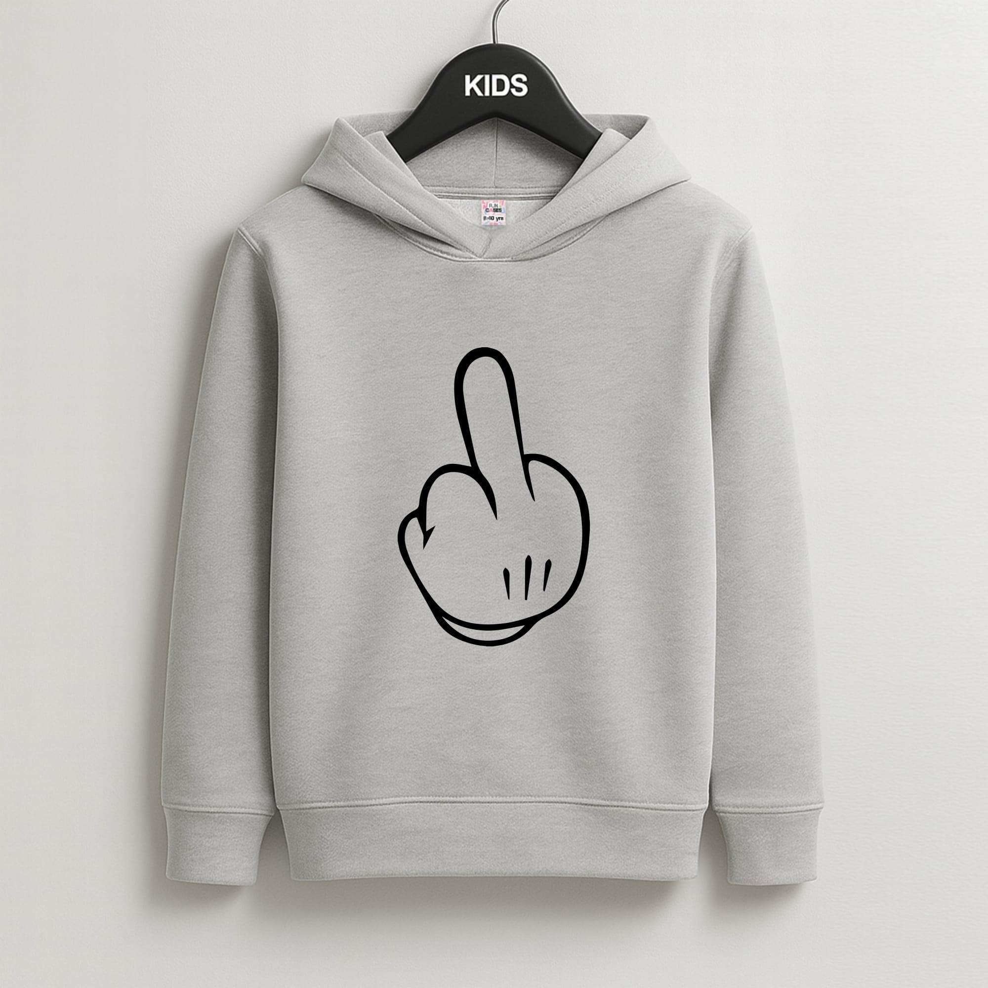 Fairytale Mouse Middle Finger Kids Grey Hoodie