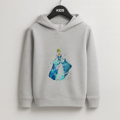 Watercolour Cinderella Fairytale Kids Grey Hoodie