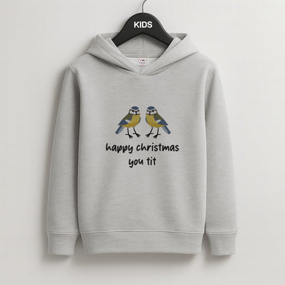 Happy Christmas You Tit - Christmas Kids Grey Hoodie