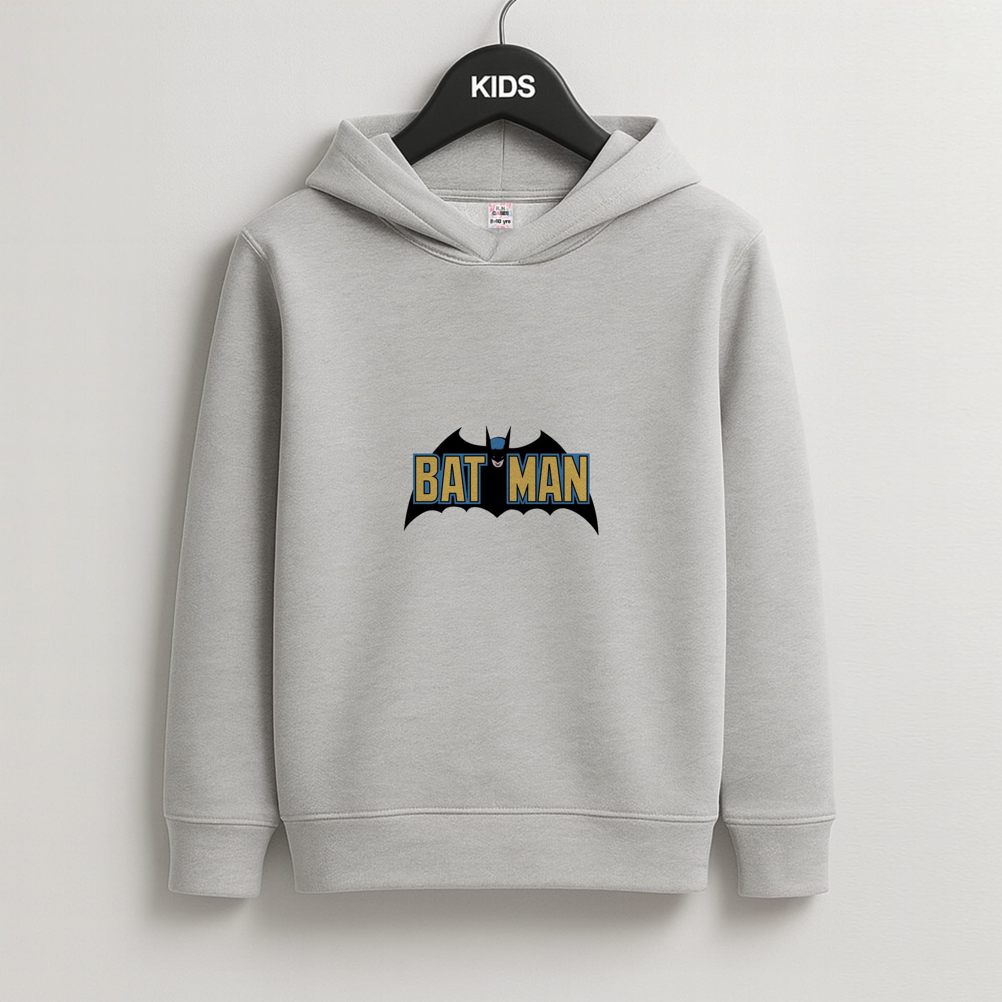 Yellow Bat Superhero Logo Kids Grey Hoodie