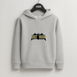 Yellow Bat Superhero Logo Kids Grey Hoodie