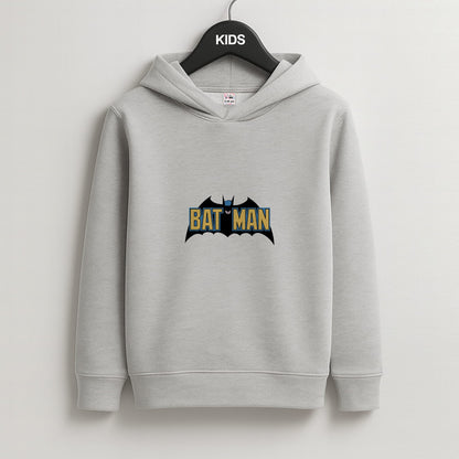 Yellow Bat Superhero Logo Kids Grey Hoodie