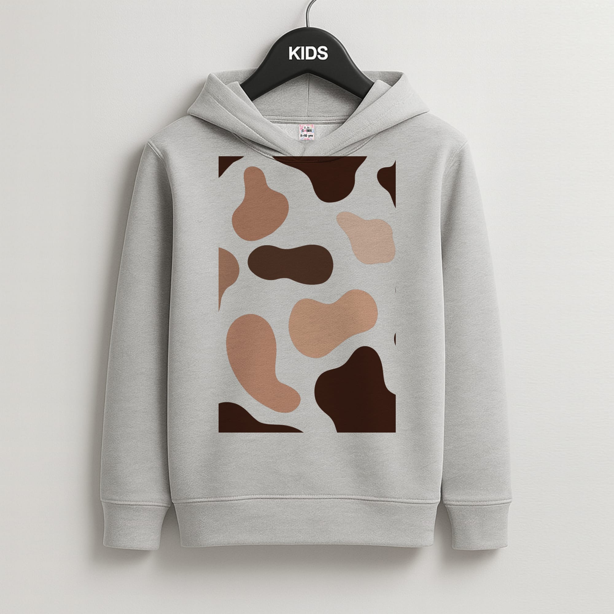 Cowprint Nude Kids Grey Hoodie