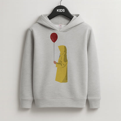 Holding Balloon - Clown Kids Grey Hoodie