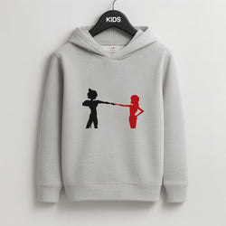 Red And Black Kids Grey Hoodie