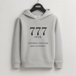 777 - Angel Numbers Kids Grey Hoodie