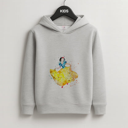 Watercolour Snow White Fairytale Kids Grey Hoodie