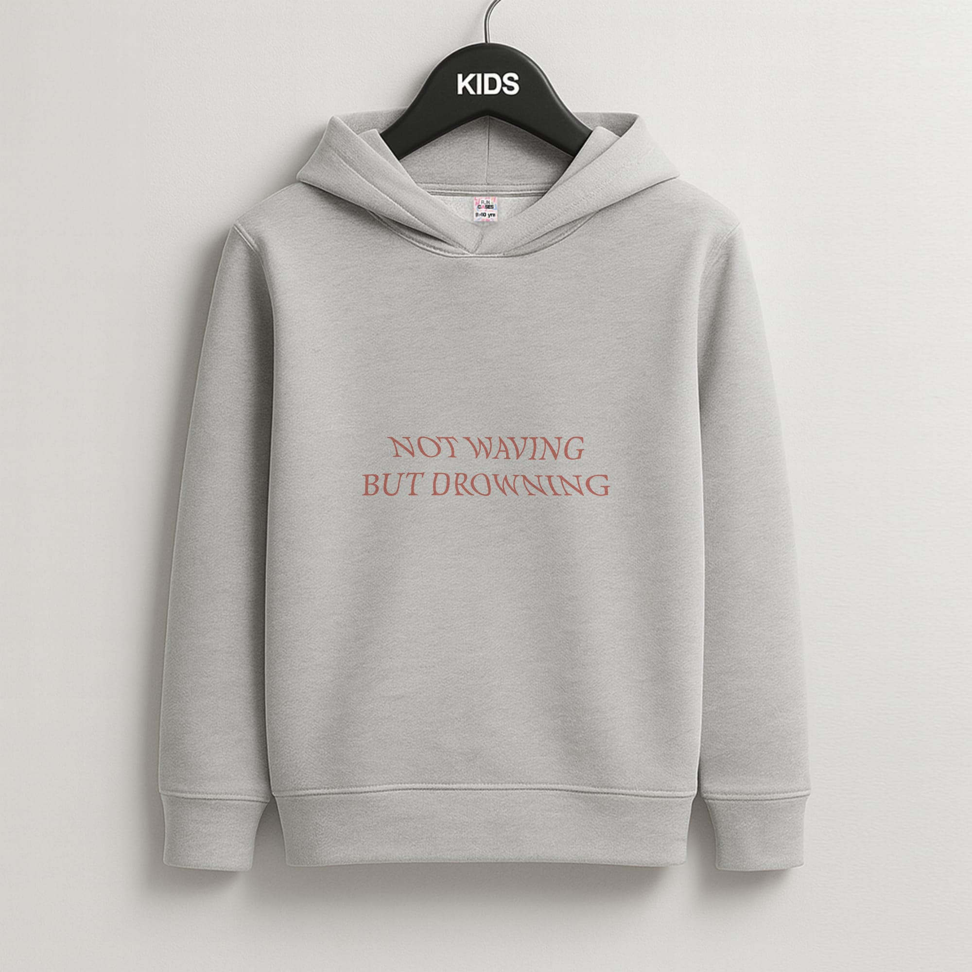 Not Waving But Drowning - Kids Grey Hoodie