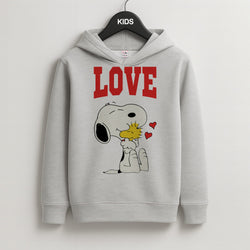 Love Cartoon Beagle  Kids Grey Hoodie