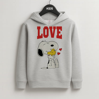 Love Cartoon Beagle  Kids Grey Hoodie